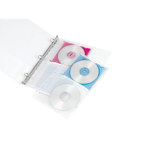 Office Depot CD/DVD Binder Pages, 6in. x 10 1/2in., Clear, Pack of 10, 491802