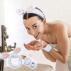 3-Pack Spa Headband and Wristband Set,Soft Plush Makeup Skincare Headband Wrist Bands Cute Bunny Rabbit Ears Face Wash Headband and Towel Wristband Set for Women Girls Washing Face Skin Care (Blue)