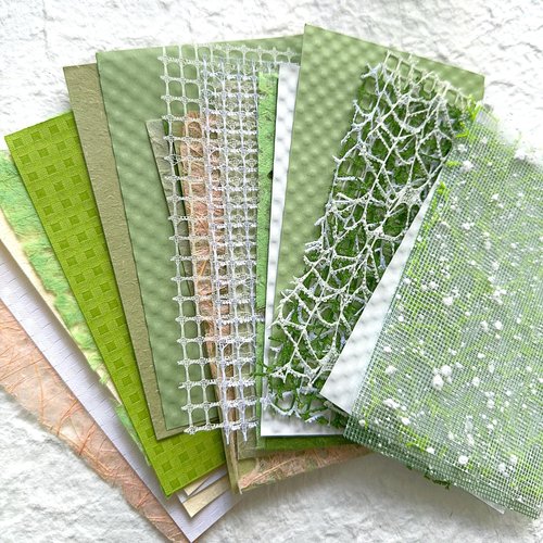 K Kattone 32Pcs Handmade Scrapbook Paper Craft Textured Paper Morandi A6 sheet Mesh Fabric Mulberry Special Paper Mix for Scrapbooking Junk Journal Journaling Supplies DIY Materials, 5.5x4 inches