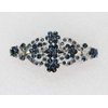 Faship Navy Blue Rhinestone Crystal Floral Double Hearts Hair Barrette Clip