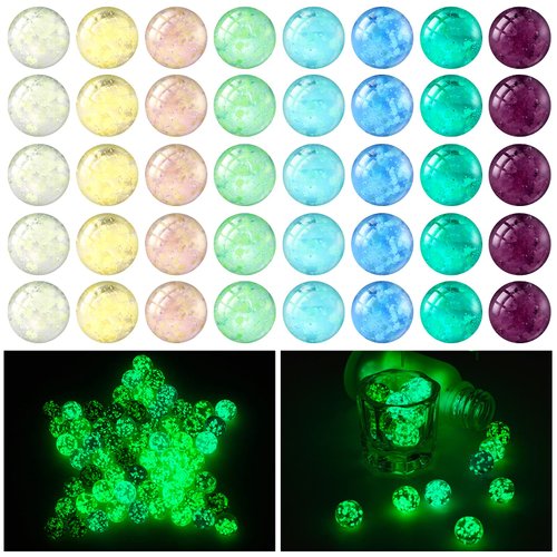 48 Pieces Marbles Glow in The Dark Marbles for Kids Mixed Colors Luminous Glass Marbles Runs for Kids Marble Games DIY and Home Decoration (1 CM/ 0.4 Inch)