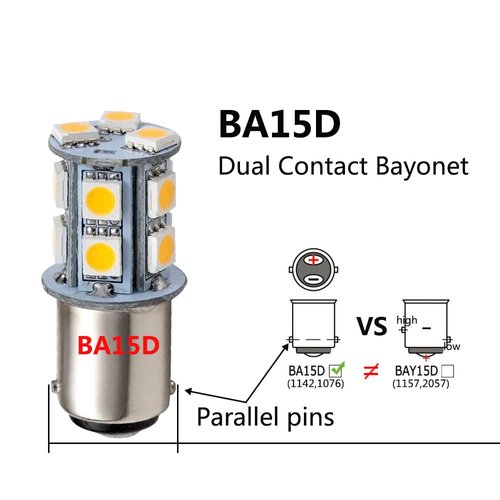 GRV Ba15d 1142 1076 13-5050 SMD Warm White LED Bulb AC/DC12V-24V RV Light Bulbs Interior,Replacement for 12V Turn Single Light LED Bulb/Travel Trailer/Boat Indoor/Camper Light Bulbs (Pack of 2)