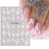5D Flowers Nail Art Stickers, 6 Sheets Relief Flower Nail Decals Self Adhesive Nail Art Supplies White Flowers Butterfly Nail Stickers for Acrylic Nails Floral Nail Decorations for Women Nail Art DIY