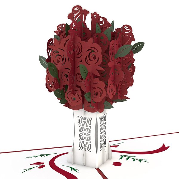 Lovepop Red Rose Arrangement Classic Pop Up Card, 5x7-3D Greeting Card, Pop Up Card for Mom, Anniversary Card for Wife, Love Card, Thinking of You