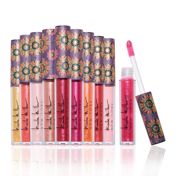 Nicole Miller 10 Pc Lip Gloss Collection, Shimmery Lip Glosses for Women and Girls, Long Lasting Color Lip Gloss Set with Rich Varied Colors (Purple)