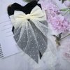 GOORAIFU Hair Bows for Women, 2pcs Black Beige Hair Clips Girls, Hair Barrettes with Long Tail Chiffon Ribbons Cute Hair Accessories