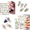 8 Sheets Designer Nail Art Stickers 3D Self-Adhesive Marble Wave Nail Decals with Gold Lines Design Nail Stickers Blue Acrylic Nail Art Supplies for Women Girls DIY Nail Decoration Accessories