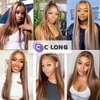 CLong Highlight Ombre Lace Front Wig Human Hair, 13x4 Straight 4/27 Honey Blonde HD Lace Front Wig Human Hair Pre Plucked 150% Density Colored Lace Front Wigs for Black Women 22Inch