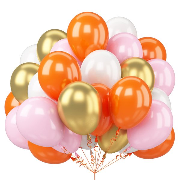 Pink Orange Balloon, Pink White Latex Party Balloons Metallic Gold Balloon For Girls Birthday Party Baby party Shower Weddding Graduation Decoration Party Supplies