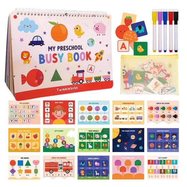 Montessori Busy Book for Toddlers, Sensory Activity Book, Fine Motor Toys for Toddlers, Learning Binder for Ages 3-5, Autism Learning Toys, Quiet Time Books for Travel, Birthday Gifts for Kids.