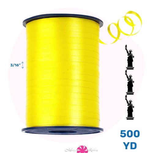 Morex Ribbon 253/5-605 Crimped Curling 3/16" X 1500 YD (3-Pack) Ribbon for Gift Wrapping, Yellow, Birthday Decorations, Party Favors for Kids and Adults, Christmas Ribbon for Crafts