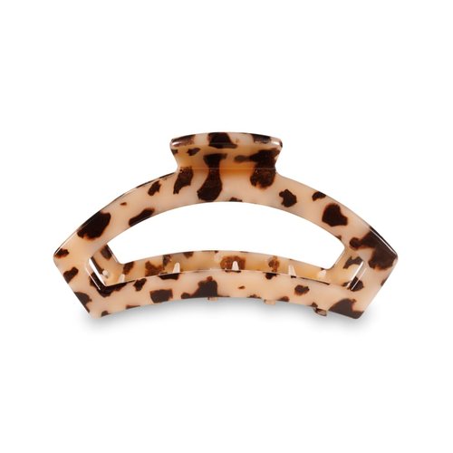 TELETIES - Medium Open Claw Clip - Strong Grip, Bendable Teeth, Comfortable Open Cutout Design - Ideal for Long, Thin to Medium, Curly, or Wavy Hair - For All Hair Textures - Blonde Tortoise