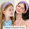 Uintoon Purple Knotted Headband Sparkly Rhinestone Headbands Women Girls Wide Top Knot Shiny Headbands Headpieces Crystal Beaded Jeweled Hairbands Fashion Embellished Hair Band Non Slip Accessories
