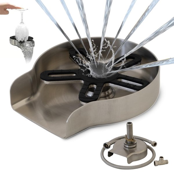 Strictly Sinks Glass Rinser for Kitchen Sink - Stainless Steel Cup Washer For Sink - Anti Rust Sink Cup Rinser Washes Residue in Seconds, Easy to Install Kitchen Sink Accessories (Gold)