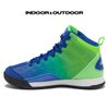AND1 Showout Girls & Boys Basketball Shoes Kids, Boys High Top Sneakers- Medium Blue/Light Green/White, 2 Little Kid