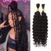 Deep Wave Bulk Human Hair for Braiding 100% Unprocessed Brazilian Virgin Human Hair Micro Braiding Hair No Weft Human Hair Extensions 2Bundles(20inch, Natural Black#)