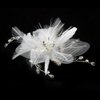 Sanako Delightful White Flower Bridal Comb w/Soft Feathers & Rhinestones Wedding Bridal Feather Fascinator