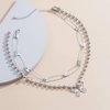 fxmimior Dainty Silver Chain Butterfly Layered Necklace Stackable Choker Necklace Minimalist Necklace Chain Jewelry for Women and Girls