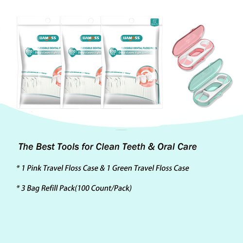 LIAMOSS Dental Floss Picks Portable 2 Case,320 Count Toothpicks Sticks,Travel Dental Floss Dispenser for Organizer Floss,Perfect for Travel,Dinners,Appointments(Pack of 3)