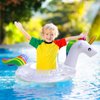 Fudragtn Inflatable Flamingo Unicorn Pool Floats for Kids, 2 Pack Swim Rings with Safety Seat and Handle, Pool Tubes for Floating, Fun Beach Floaties, Summer Party Pool Toys for Toddlers
