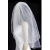 Bridal Veil Ivory 2 Tiers Fingertip Length Pencil Edge Scattered Rhinestones