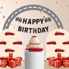 PANRRPERS Red Race Car Party Banners Happy Birthday Banners Car Theme Checkered Garlands Banners Racing Car Birthday Decorations Party Supplies (Glitter Black)