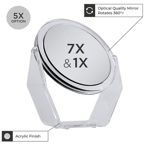 Zadro Two-Sided Swivel 7X/1X Magnification Acrylic Vanity Makeup Mirror for Bedroom, Bathroom and Tabletop