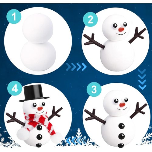 Christmas Crafts Snowman for Kids 12 Pack Build a Snowman Craft Kit Modeling Clay Snowman Playdough DIY Making Toys Favors for Kids