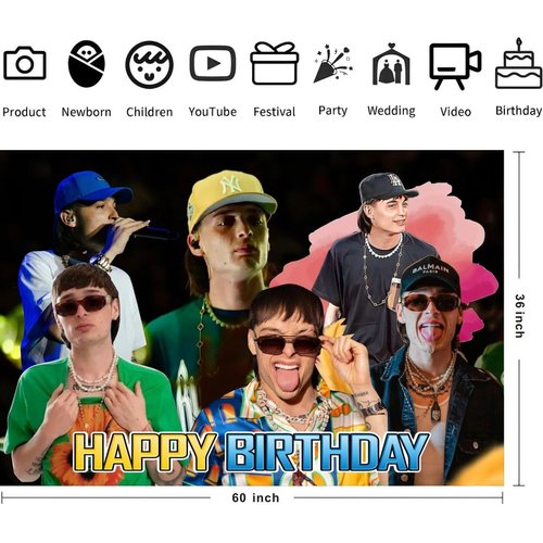 Boys Background Birthday Decorations, Boys Happy Birthday Banner Backdrop for Boys Birthday Party Supplies (5x3ft)