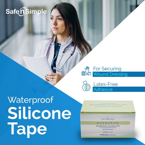 Simpurity DermaPro Silicone Tape Waterproof -2"x15" Individual Pack of 6- Latex Free Tape Medical for Securing Wound Dressing - Silicone Wound Healing Tape for Sensitive Skin Waterproof