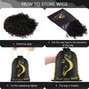 2PCS Satin Wig Bags Storage for Multiple Wigs Soft Silky Pouches with Drawstring Hair Packaging Bags for Wigs, Bundles,Hair Extensions,Tools, business gift bags （Black)