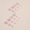 French Tip Press on Toenails Pink Fake Toe Nails Glitter False Toenails Glossy Full Cover Acrylic Toenails with Design Rhinestones Toe Press on Nails Toe Nail Press ons for Women Manicure 24Pcs
