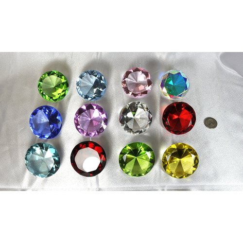 Gift Box Set 12 Beautiful Birthstones Paperweight Glass Diamond 40mm Crystal Art