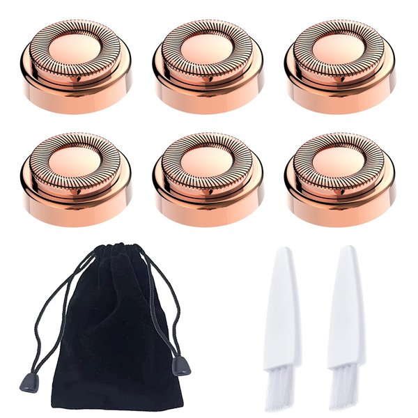 Replacement Heads Compatible with Finishing Touch Flawless Facial Hair Removal Tool for Women (Shaver Head 6PCS + Velvet Bag + Brush 2PCS)
