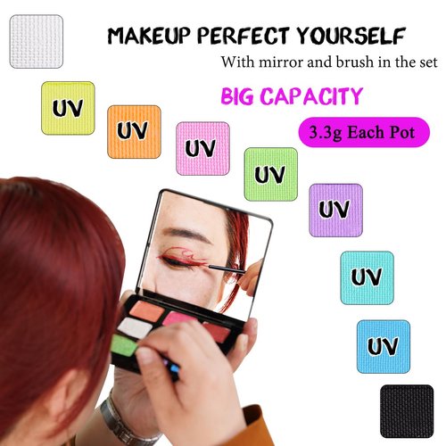 Bowitzki 9 Colors Water Activated Eyeliner Hydra Liner Graphic Cake Aqua Eye Liner Retro Makeup Pastel UV Glow Color Neon Face Body Paint