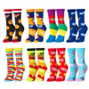 Crazy Socks, Bold Snack Food Theme for Women, Cute, Funky Graphic Print, 8 Pair