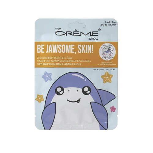 The Crème Shop BE Jawsome, Skin! Animated Baby Shark Face Mask, Retinol Facial Mask with Ceramides, K Beauty Sheet Mask - 3 Pack