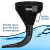 Terbold Automotive Flex Funnel with Hose | Wide Mouth Flexible Oil Funnel for Automotive Use - Gas, Transmission Fluid, Car Fuel, Oil Change (Black)