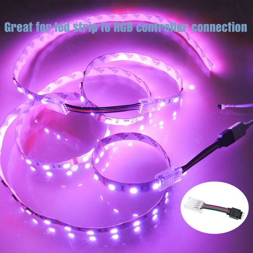 GXILEE 10 mm Wide Strip to Controller Jumper,10 Packs Solderless 4 pin Track Lighting Connectors for 3528 5050 RGB LED Strip Light