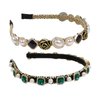 Huachi Rhinestone Headbands for Women Baroque Crystal Pearl Womens Headband Wide Elastic Head Bands for Women’s Hair Glitter Green Jeweled Bridal Luxury Hairband Hair Accessories