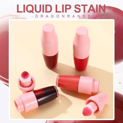 YIBABY 6 Colors Shake Liquid Lipstick Set, Korean Cute Moisturizing Glossy Tinted Lip Gloss, Lip Stain, Multi-Use Lip and Cheek Tint, Non-Stick Cup, Lightweight, Long-Lasting, Vivid Color