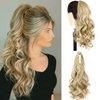 ELIO Ponytail Hair Extensions, 16Inches Long Wavy Ponytail Hairpieces Claws Ponytail Extension Drawstring Ponytail Synthetic Hair Extension Ponytail for Women Girls (Golden Blonde)