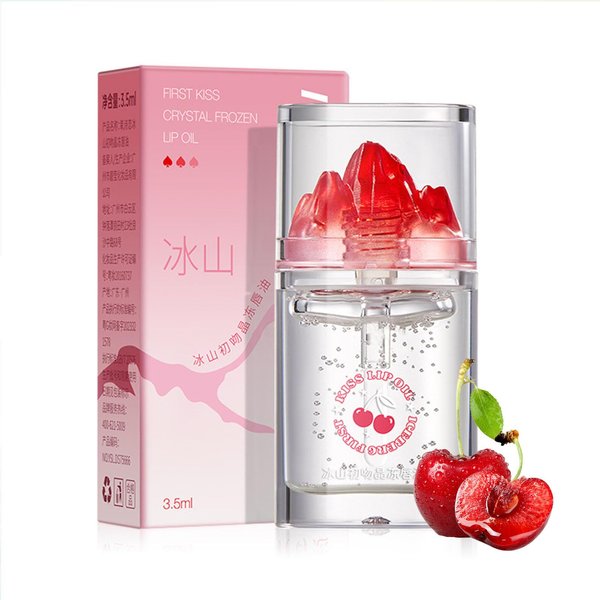 Glacier Lip Oil Silicone Brush Head,Moisturizing Lip Plumper Cherry Lip Glaze,Nourishing Long Lasting,Repairing Lightening Lip Lines for Lip Care and Dry Lips(Clear)