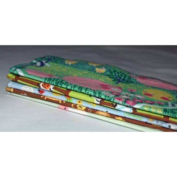 Gina's Soft Cloth Shop 2 Ply Printed Flannel 8x8 Inches Set of 5 Little Wipes Farm Life