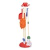 Playkidz Cleaning Role Set for Kids, 6Pcs, Includes Mop, Brush, Broom, Dustpan, and Organizer Stand, Plastic Play Helper Cleaning Toys for Toddlers