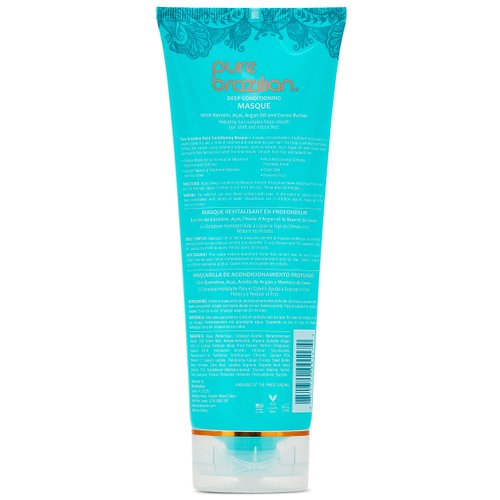 Pure Brazilian Deep Conditioning Masque - Deep Conditioner Hair Treatment with Brazilian Keratin, Acai, and Arginine - 8 Fl Oz