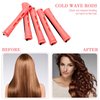 48 Pieces Hair Perm Rods Short Cold Wave Rods Plastic Perming Rods Hair Curling Rollers Curlers with Steel Pintail Comb Rat Tail Comb for Hairdressing Styling Supplies (0.51 Inch, Pink)