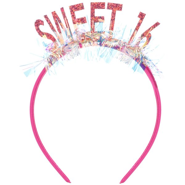 COCIDE SWEET 16 Birthday Headbands for Women Birthday Girl Headband Birthday Tiaras for Girls Happy Birthday Crowns Party Decorations (Magenta-1)