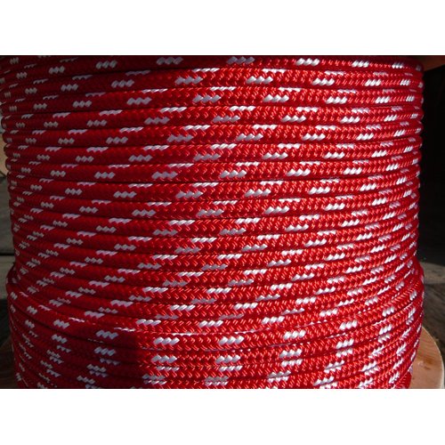Sailboat Rigging Rope 1/4" x 100' Red/White Double Braided Polyester Dacron Sheet Halyard Line