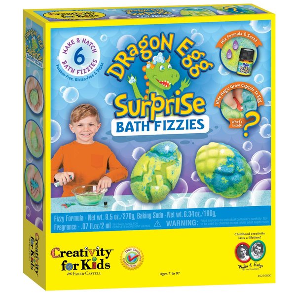 Creativity for Kids Dragon Egg Surprise Bath Fizzies – 6 DIY Bath Bomb Eggs That Hatch, Green
